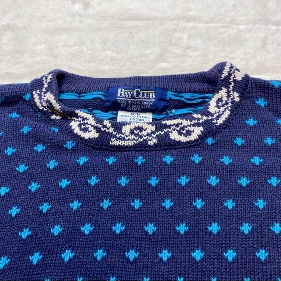Bay Club Vintage Fair Isle Knit Crew Neck Sweater Size Medium - Picture 6 of 11